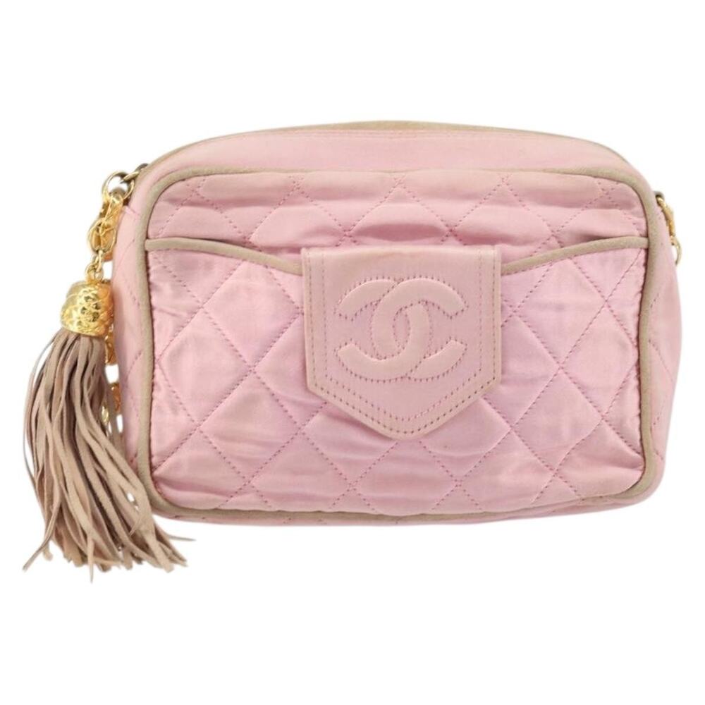Chanel Satin Chain Shoulder Bag Pink